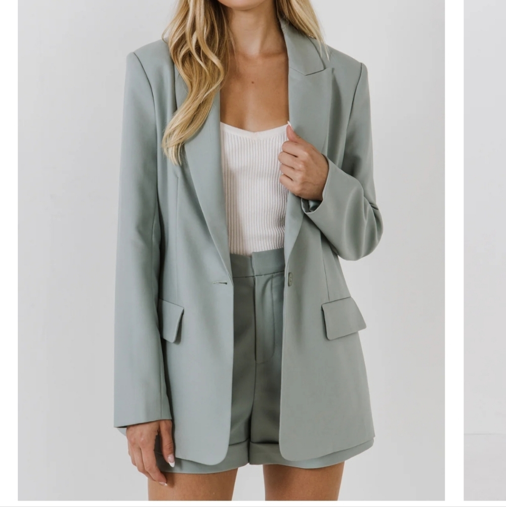 Endless Rose Sage Green High Waist Women's Shorts with Matching Blazer